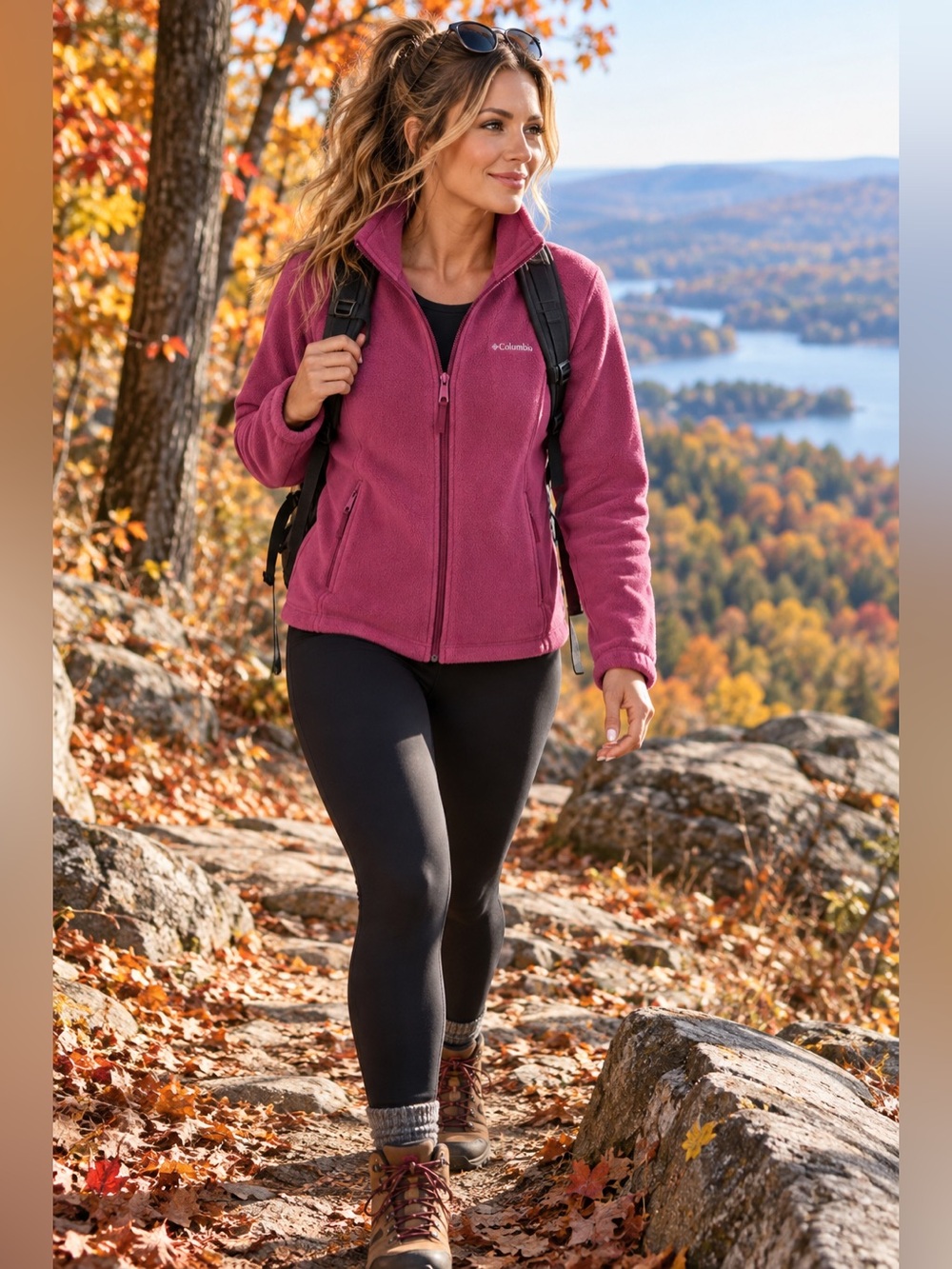 Columbia Women’s Berry Pink Full Zip Fleece Jacket Medium